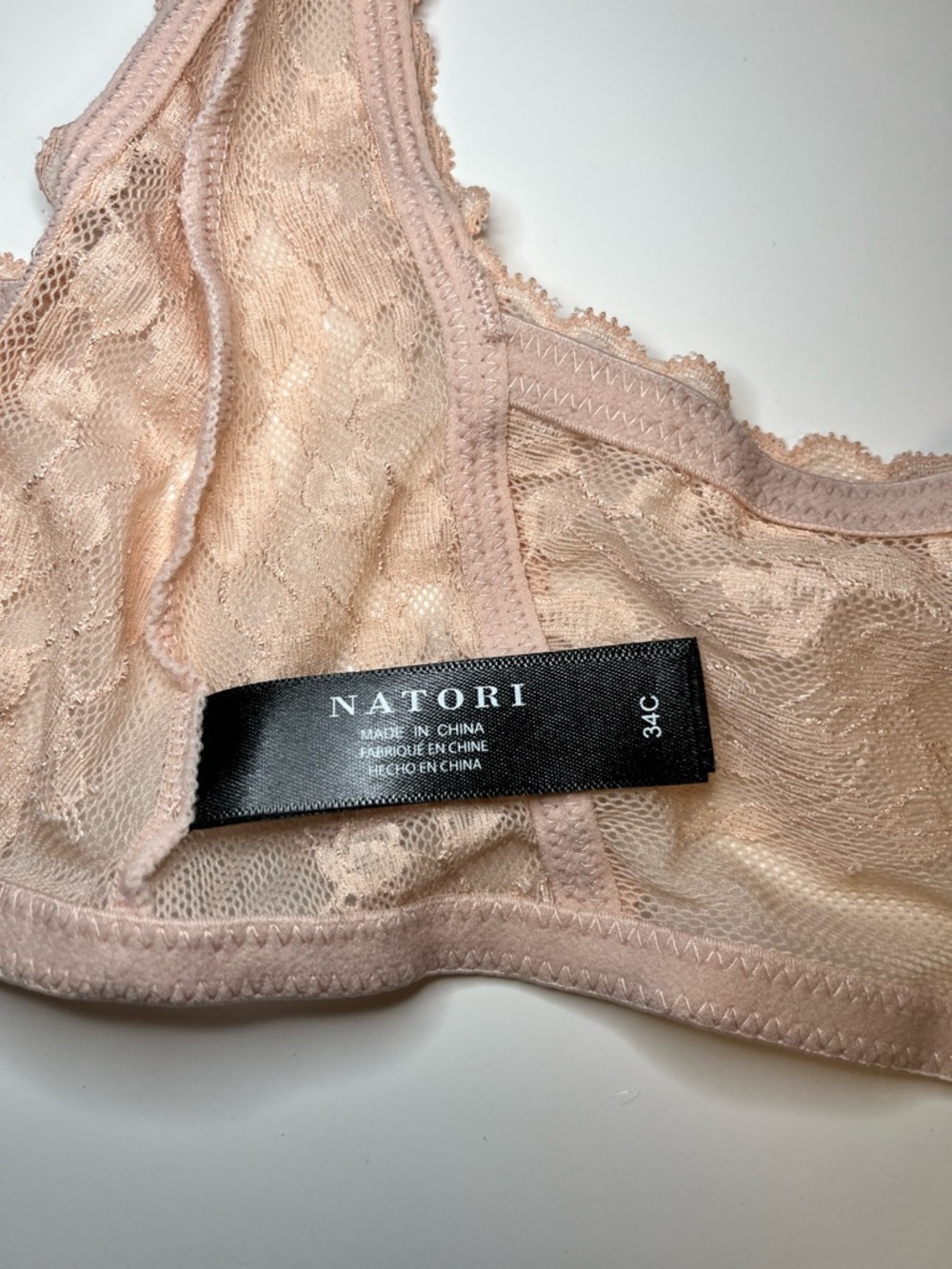 Natori Blush Pink Lace Underwire Bra Front Closure, size 34C - Picture 6 of 7